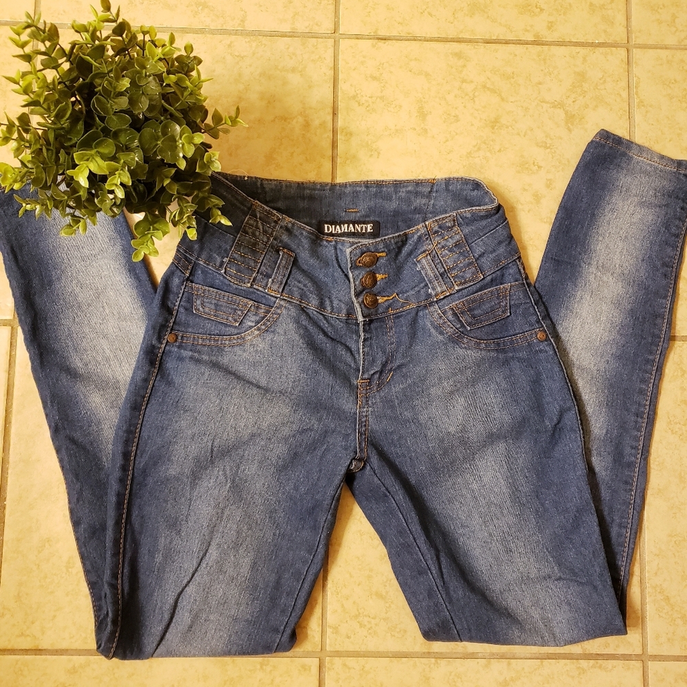 Diamante high waisted skinny jeans